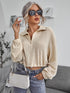 Zipper Drawstring Lapel Knit Pullover Polo Shirt - ROUTINE FASHION